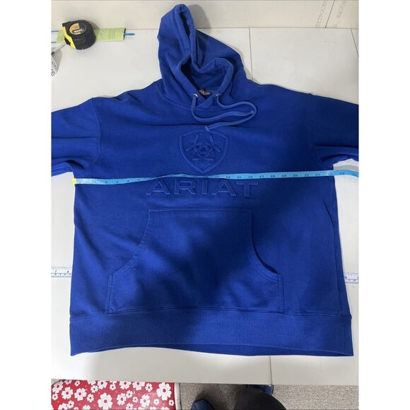 Ariat Blue Raised Spellout Hoodie Men's Size M - Picture 7 of 9